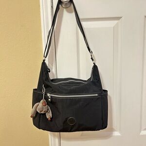 Kipling Black Shoulder Bag with Plush Charm